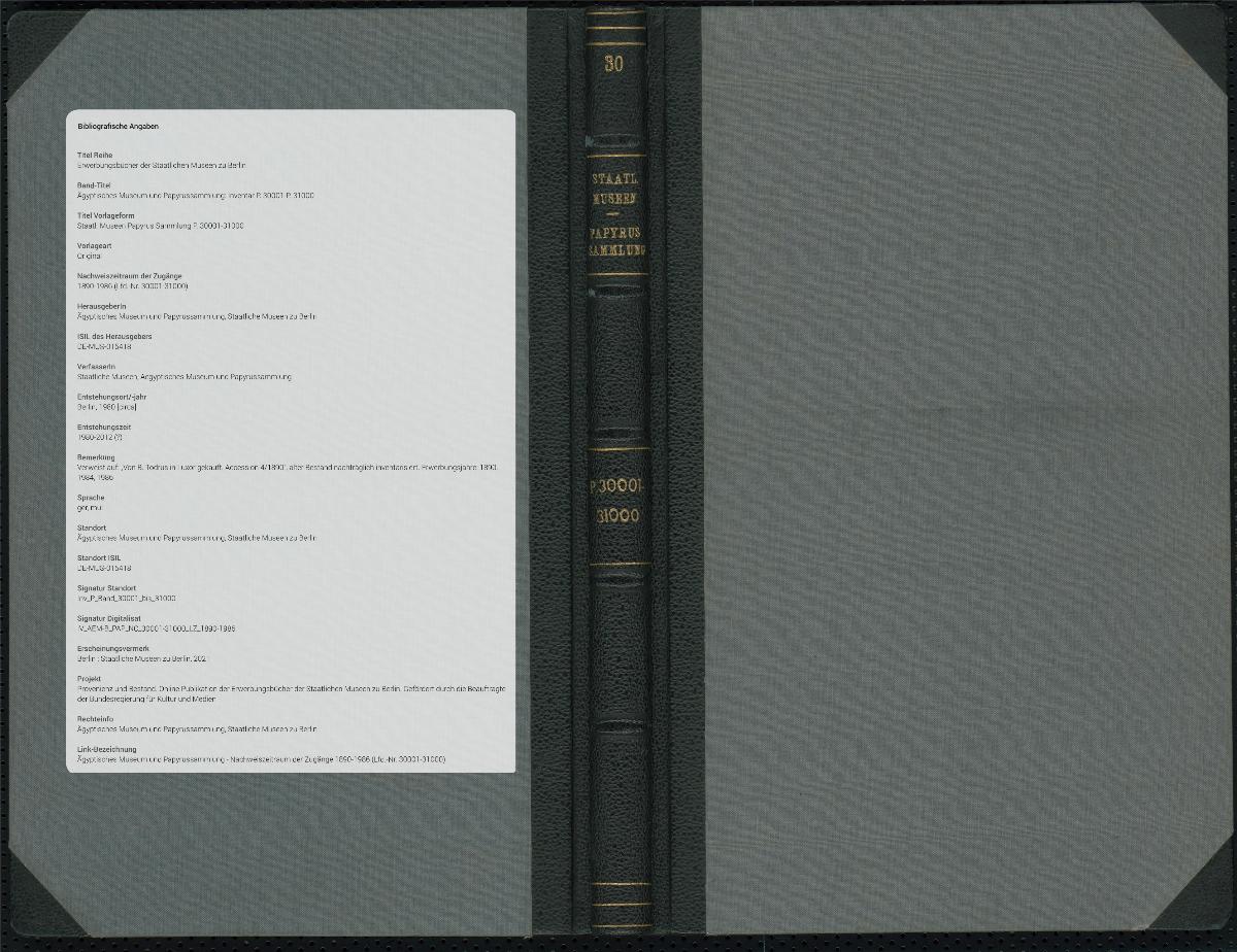 Staatl. Museen Papyrus Sammlung P. 30001-31000
