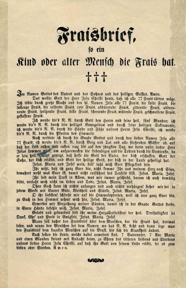 Fraisbrief so ein Kind oder alter Mann den Frais hat.