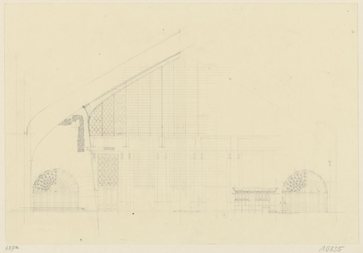 Basel, Projekt Hauptbahnhof, Vorhalle, Aufriss der Nordwand