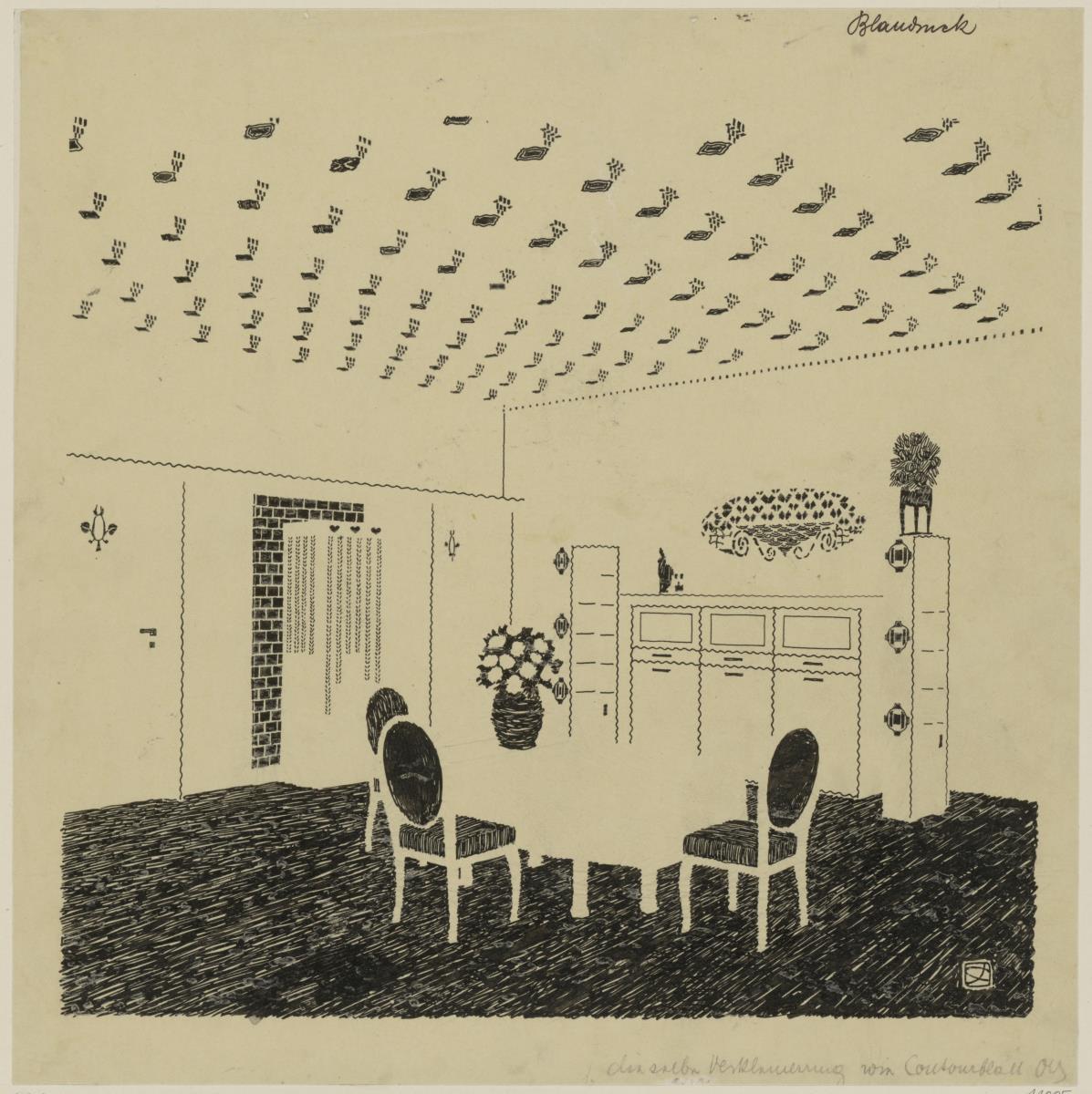 Darmstadt, Dreihäusergruppe, Predigerhaus, Erdgeschoss, Speisezimmer, Raum 31, Perspektive von Südosten