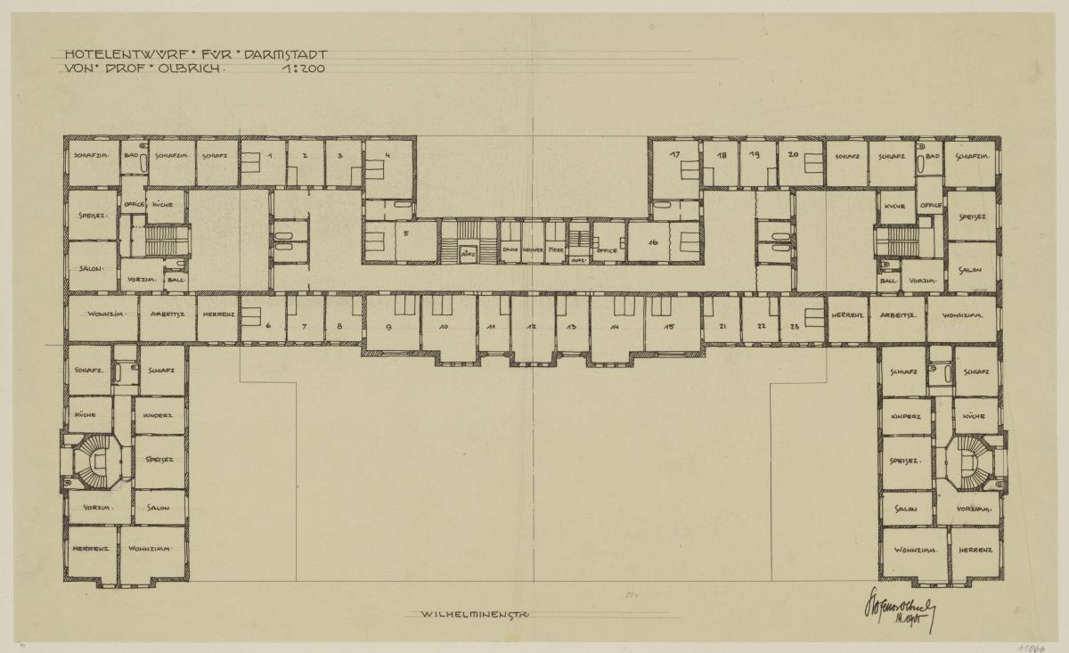 Darmstadt, Projekt Eleonorenhotel, Obergeschossgrundriss