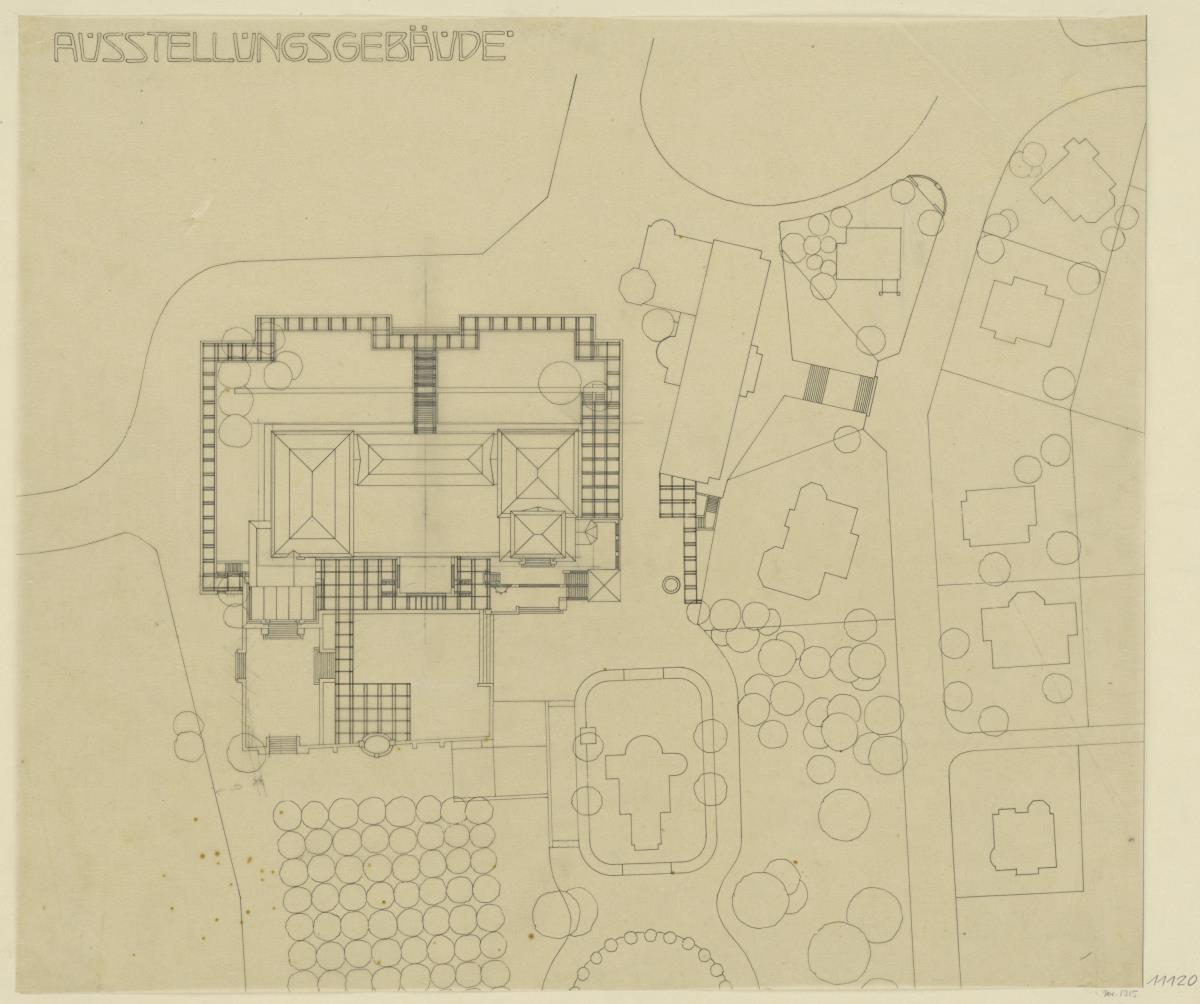 Darmstadt, Ausstellungsgebäude und Hochzeitsturm, Situationsplan
