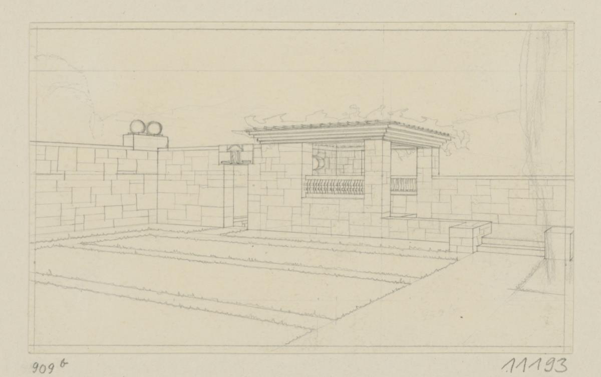 Köln, Frauenrosenhof der Deutschen Kunstausstellung, Perspektive des Hofes von Osten