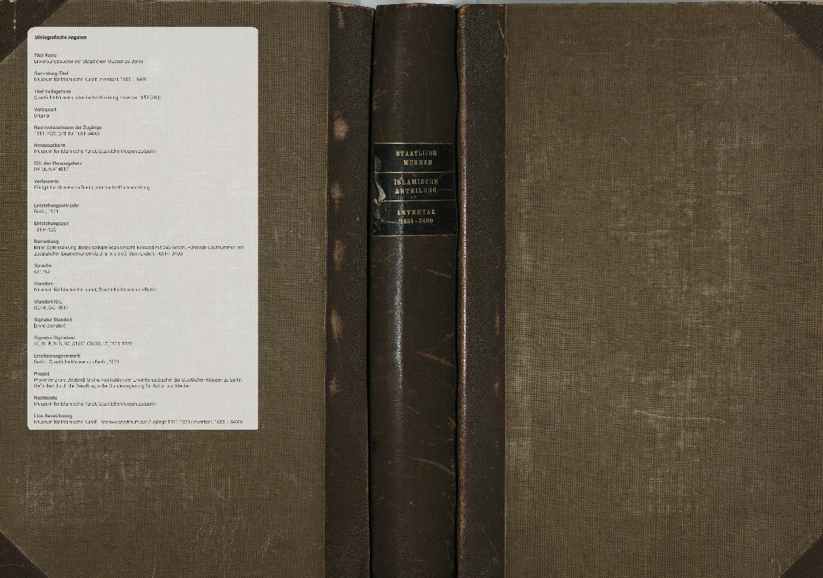 Staatliche Museen, Islamische Abteilung, Inventar 1651-3400