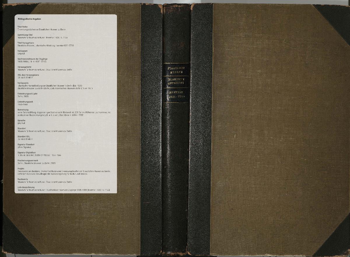 Staatliche Museen, Islamische Abteilung, Inventar 6351-7755