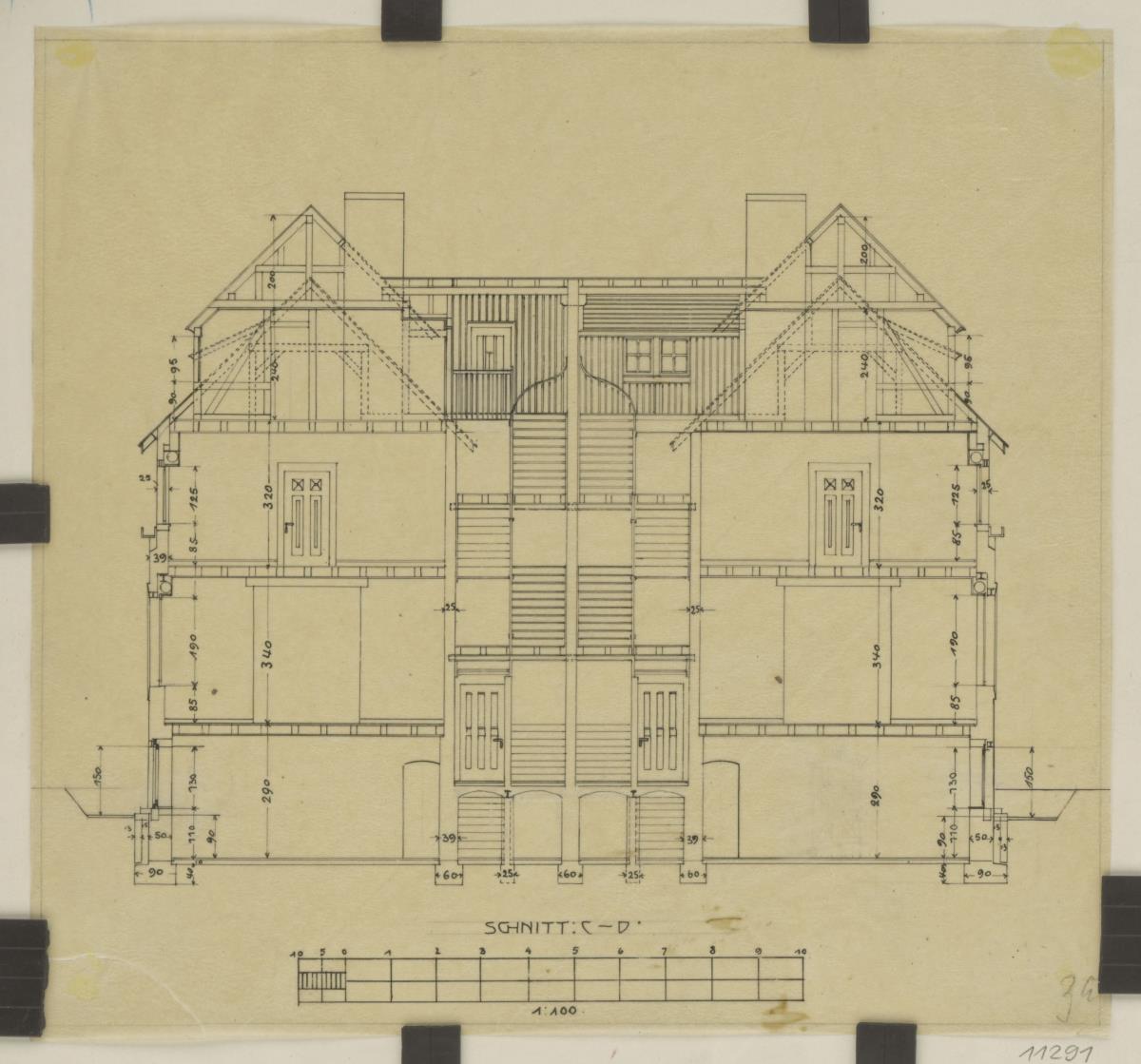 Darmstadt, Projekt Doppelhaus Cabinet, fünfte Version, Schnitt