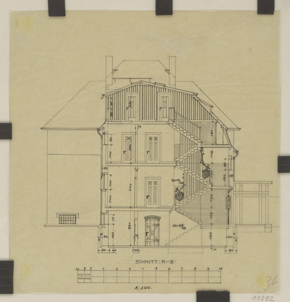Darmstadt, Projekt Doppelhaus Cabinet, fünfte Version, Schnitt