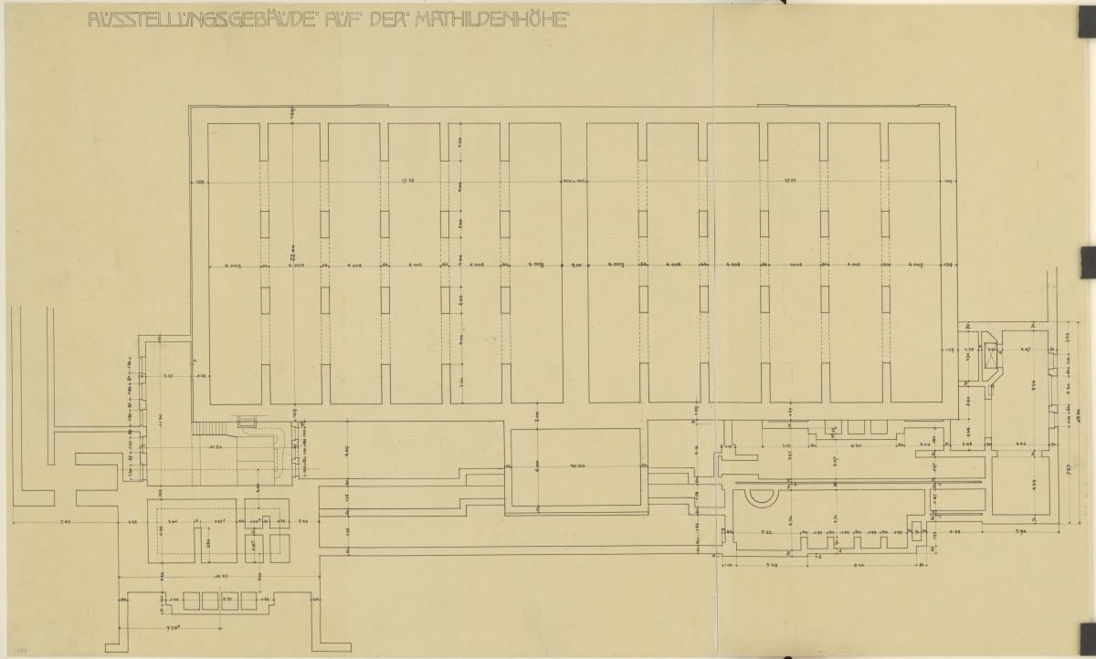 Darmstadt, Ausstellungsgebäude und Hochzeitsturm, Grundriss des Kellergeschosses