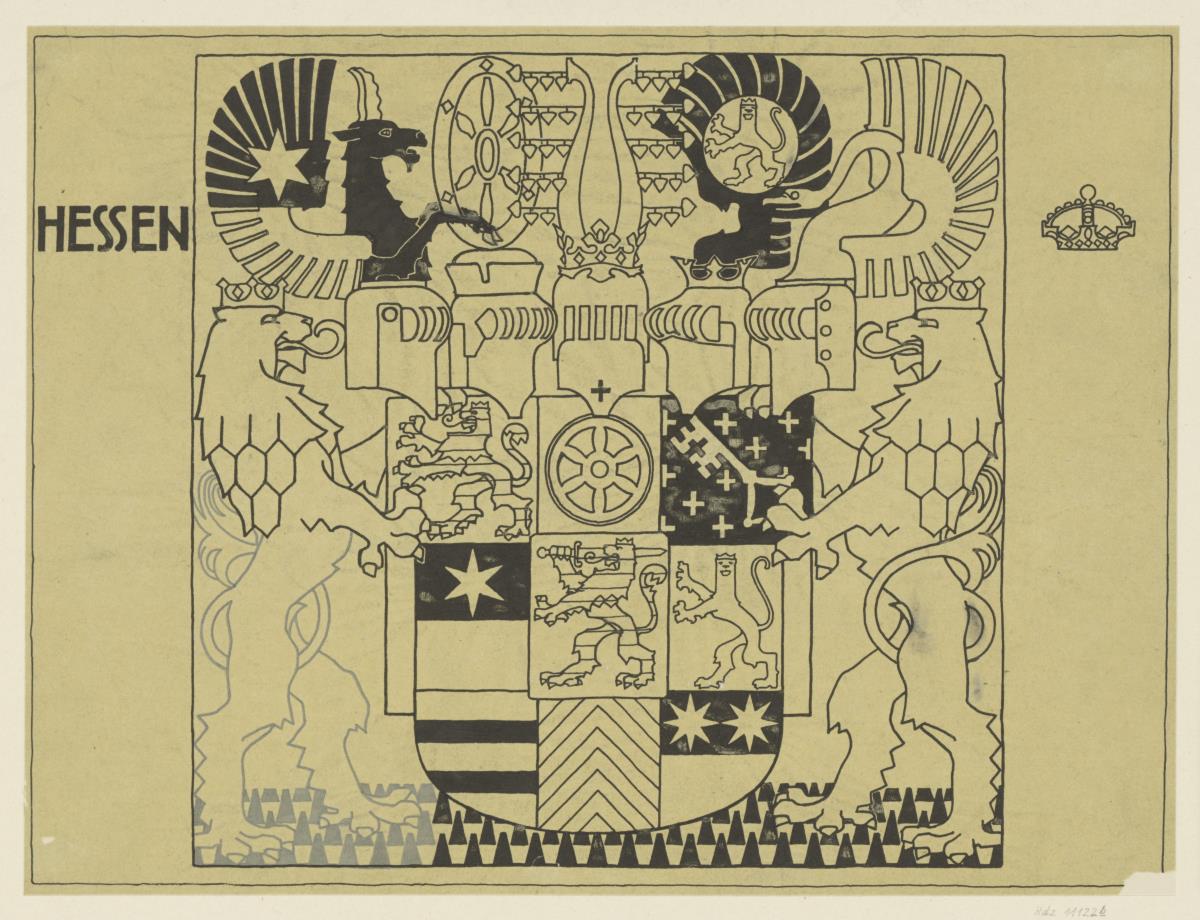 Darmstadt, Ausstellungsgebäude und Hochzeitsturm, Wappen für die Eingangshalle des Turmes