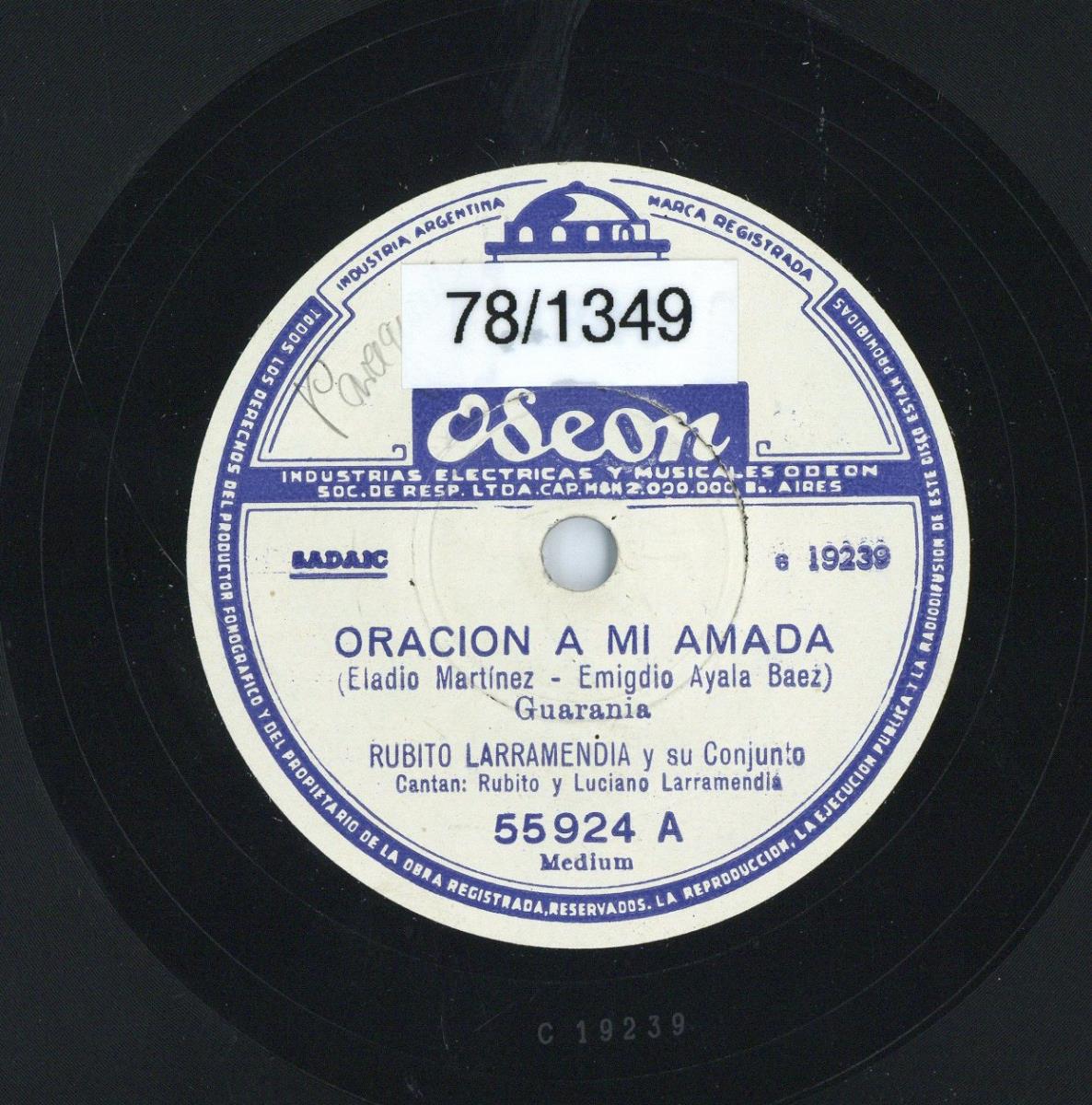 Titel A: Oracion A Mi Amada
Titel B: Rita Del Carmen