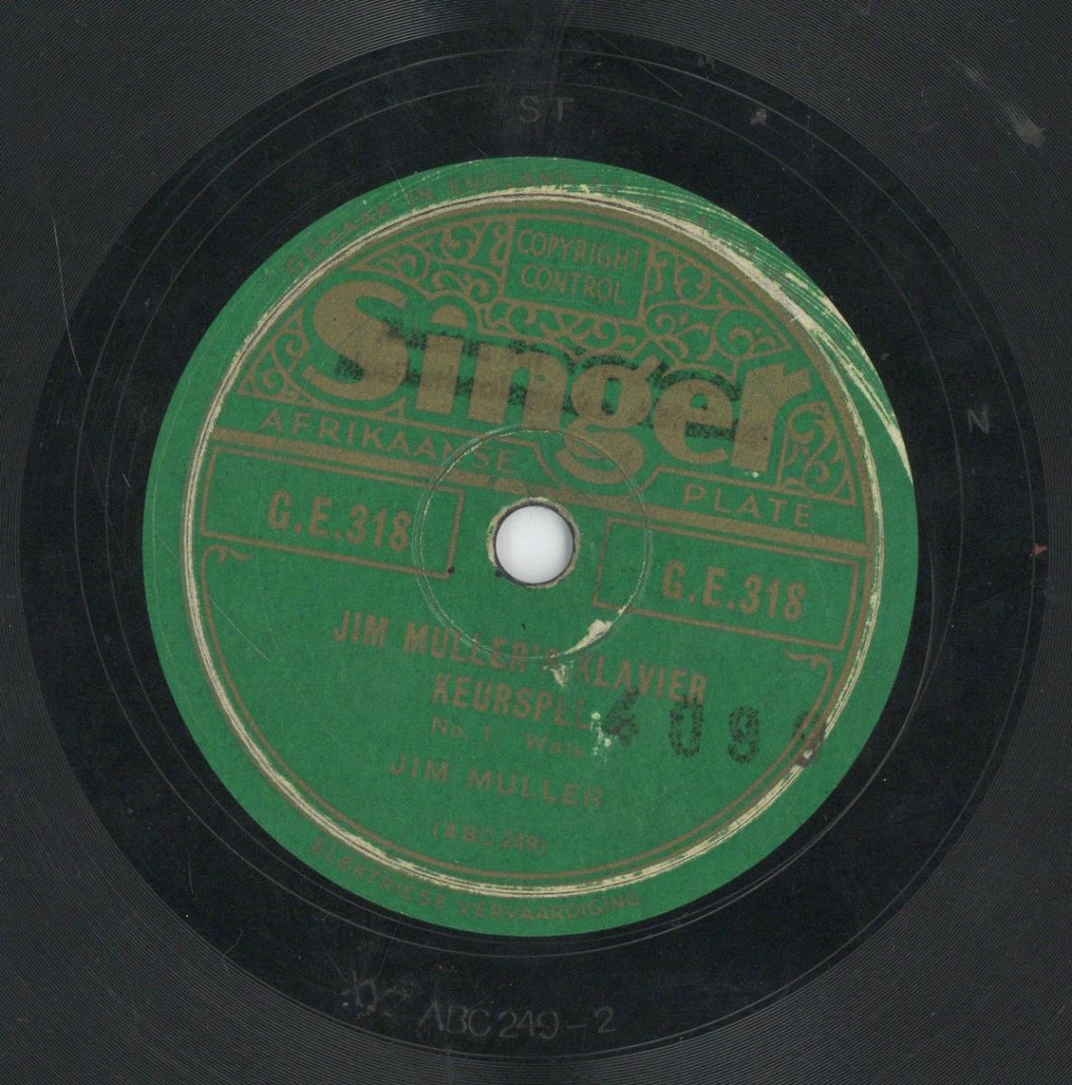 Titel A: Jim Muller's Klavier Keurspel No.1 Polka
Titel B:              "                No.1 Walzer