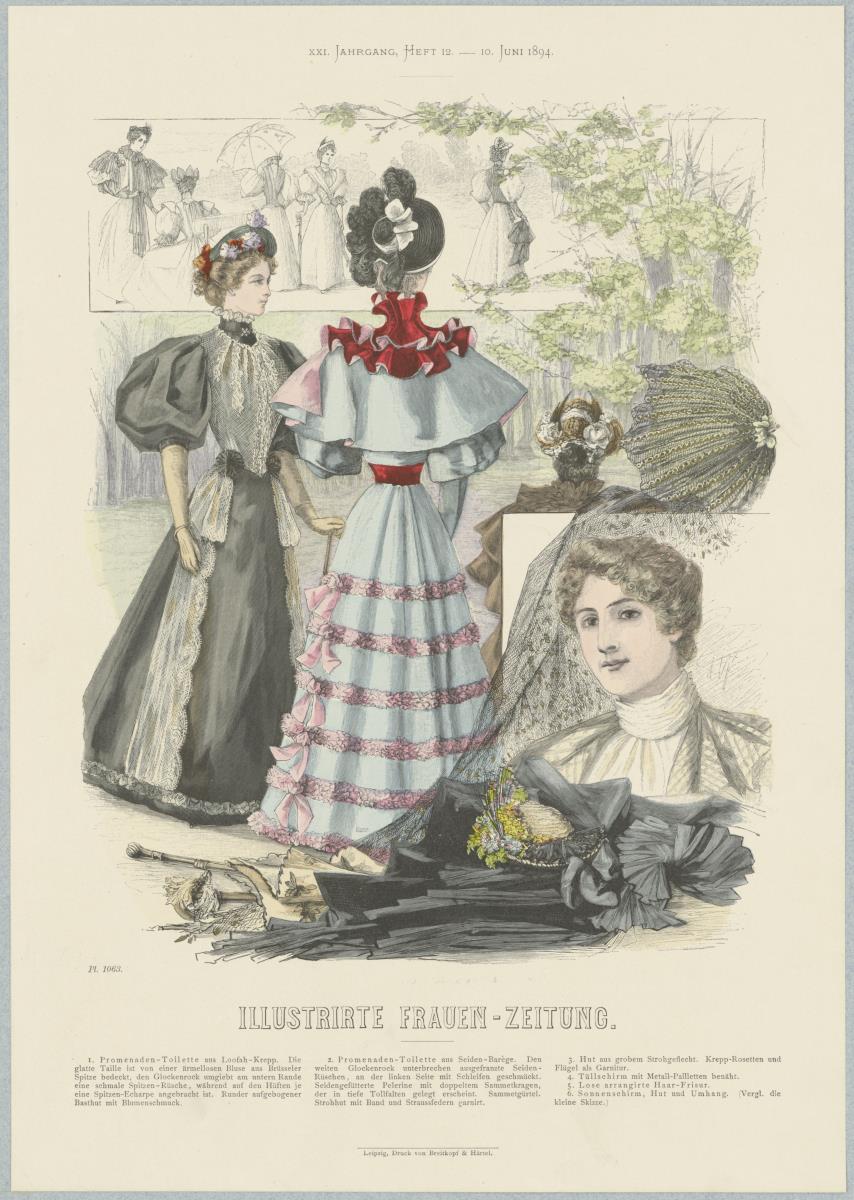 Illustrirte Frauen-Zeitung: Promenaden-Toiletten und Strohhüte