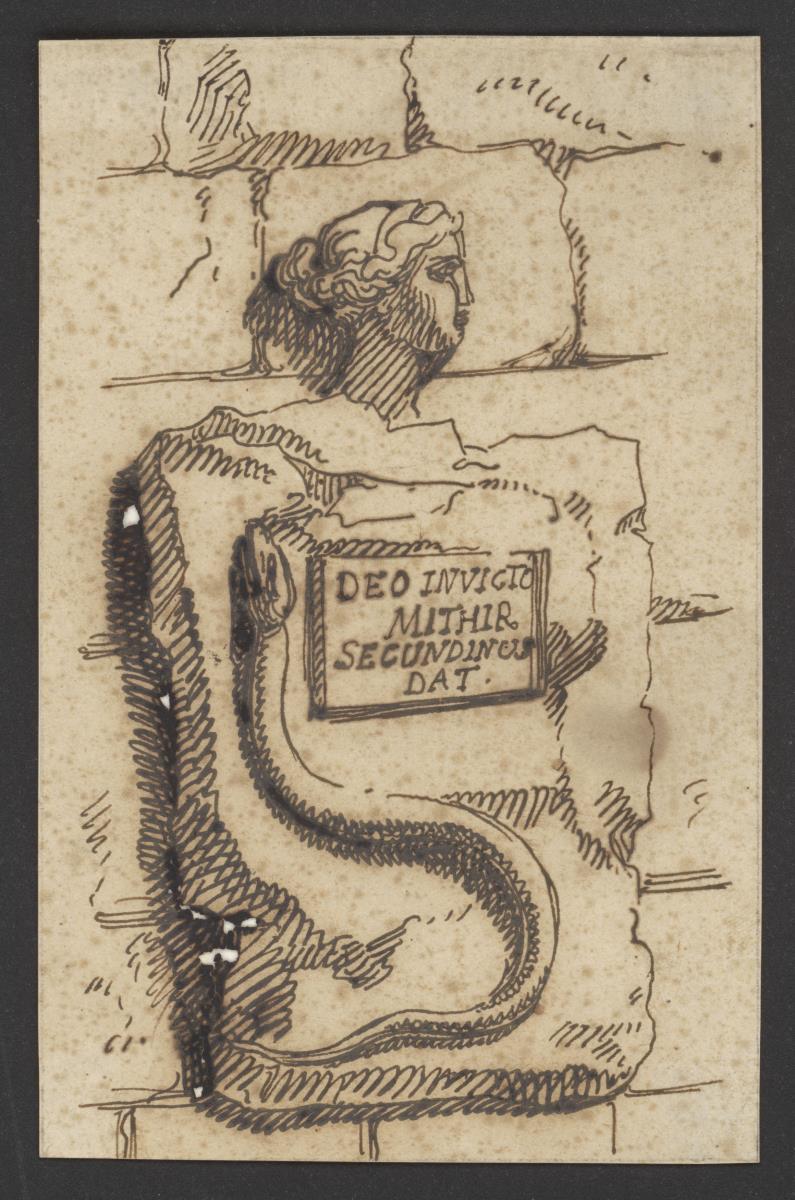 Stein mit dem Relief einer Schlange