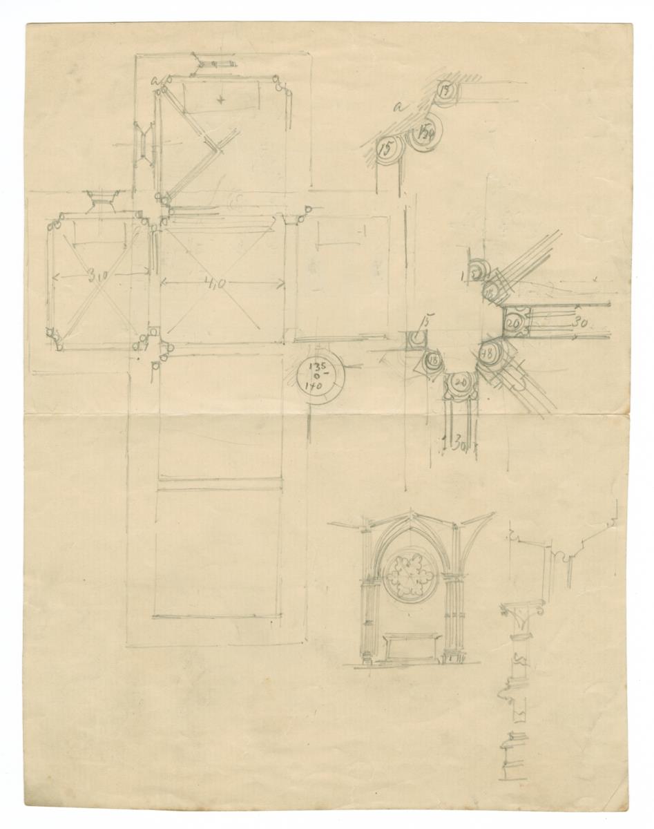 Unbezeichneter Ort, Kirche, Grundriss und Details