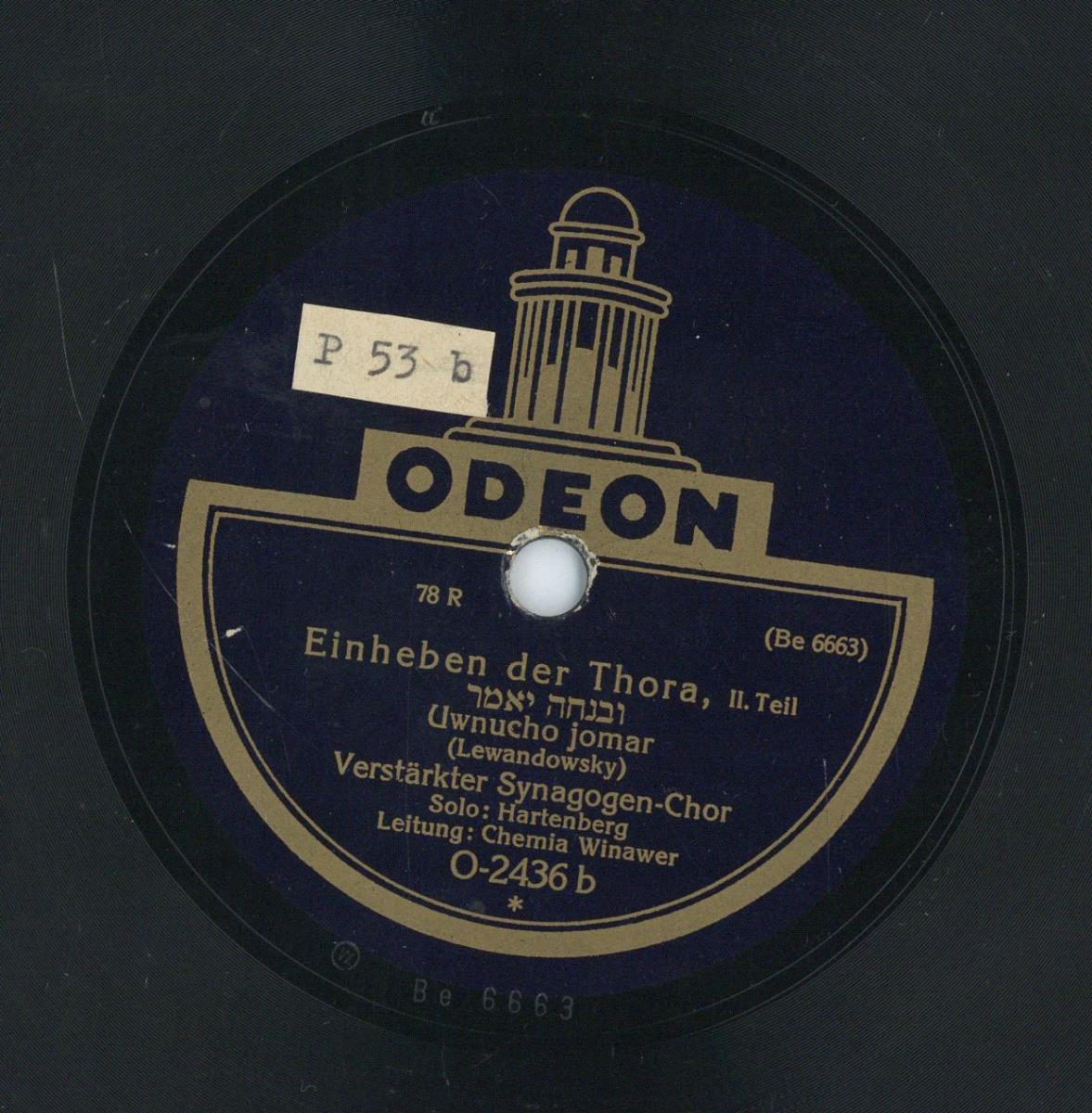 Titel A: J´halelu es schem
Titel B: Uwnucho jomar (Das Einheben der Tora)