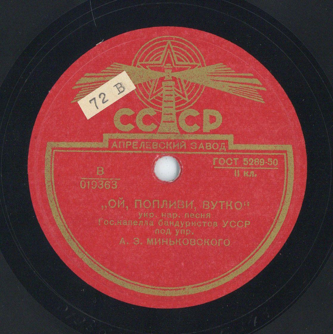 Titel A: "Rewe ta stogne Dnipr schiroki" (Der breite Dnjepr), Volkslied, Text: Schewtschenko
Titel B: "Oi, popliwi wutko" (O gieß Wodka ein)