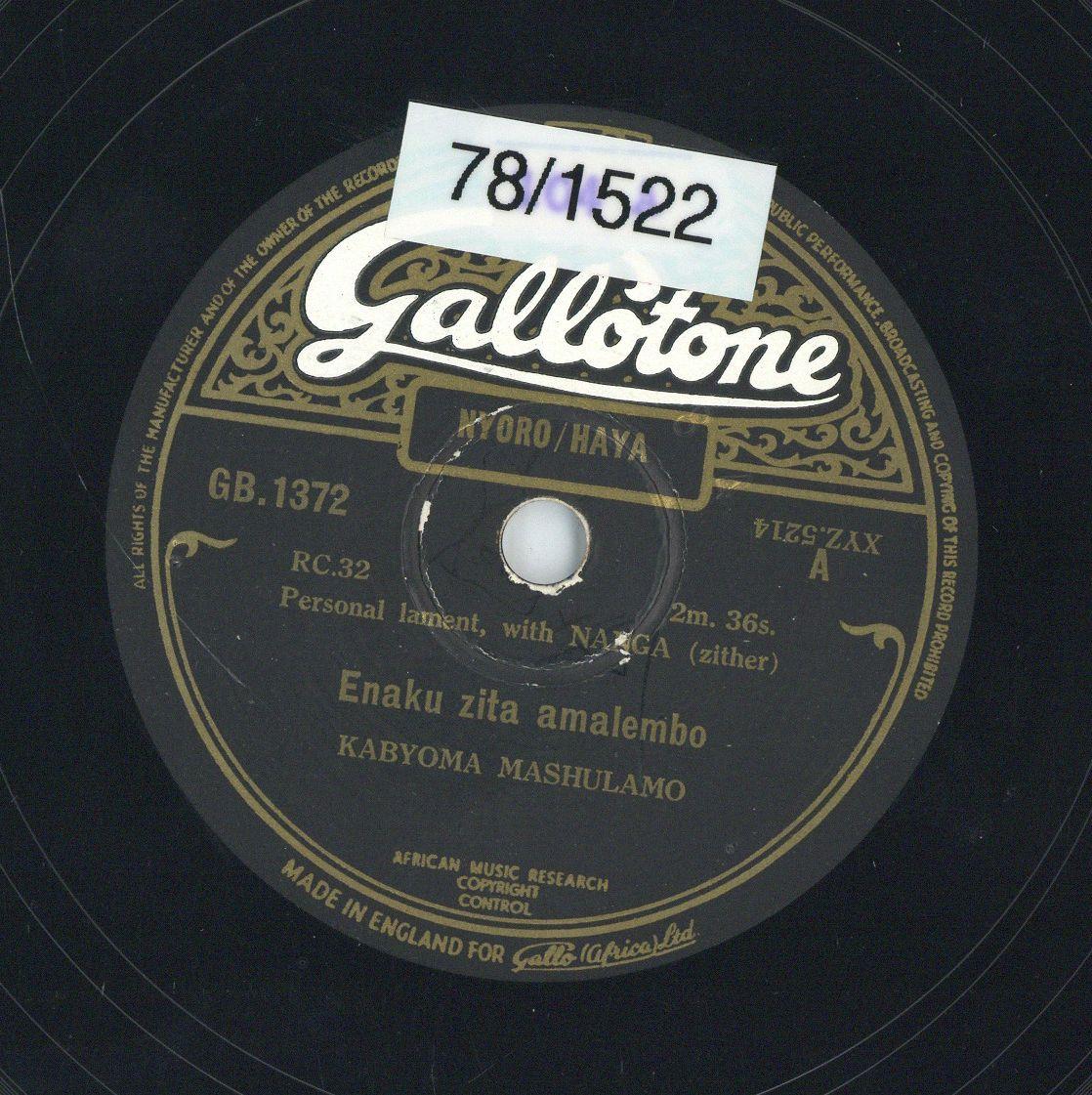 Titel A: "Enaku zita amalembo"
Titel B: "Yabunga rukanzi"