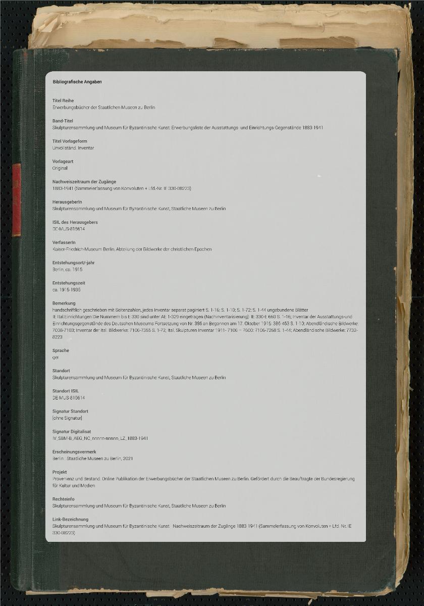 Unvollständ. Inventar
