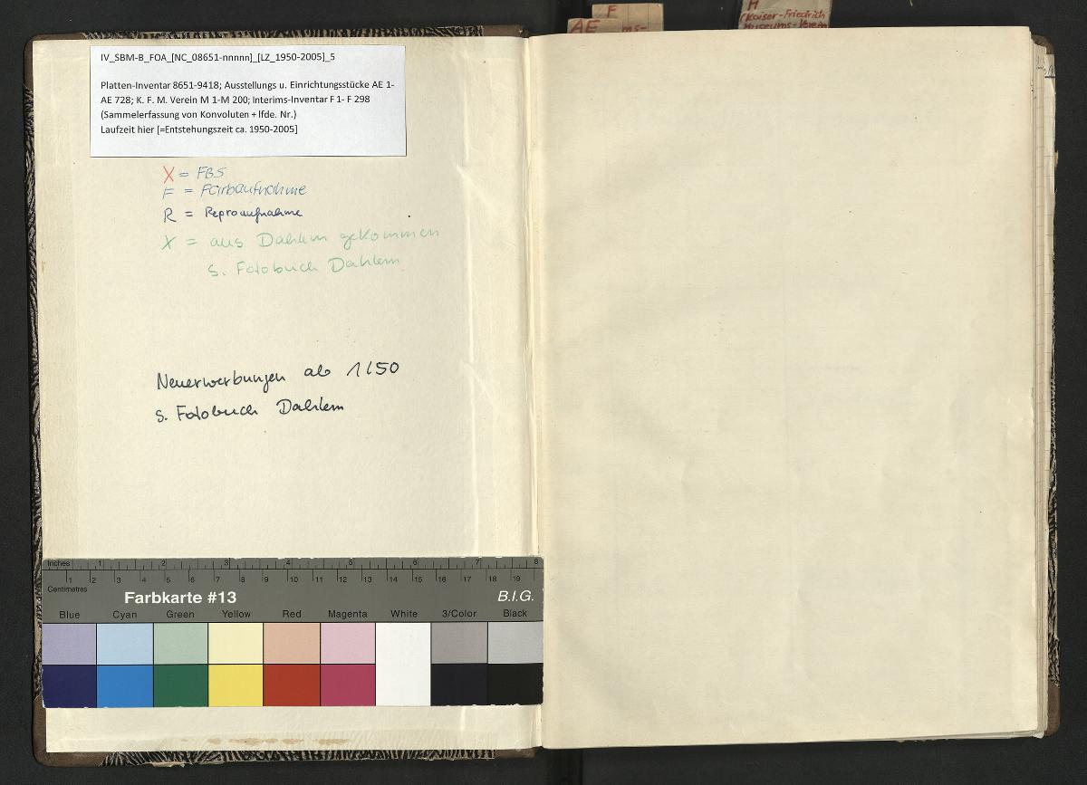 Skulpturensammlung Platten-Inventar 8651 Ausstellungs u. Einr. Stücke K. F. M. Verein