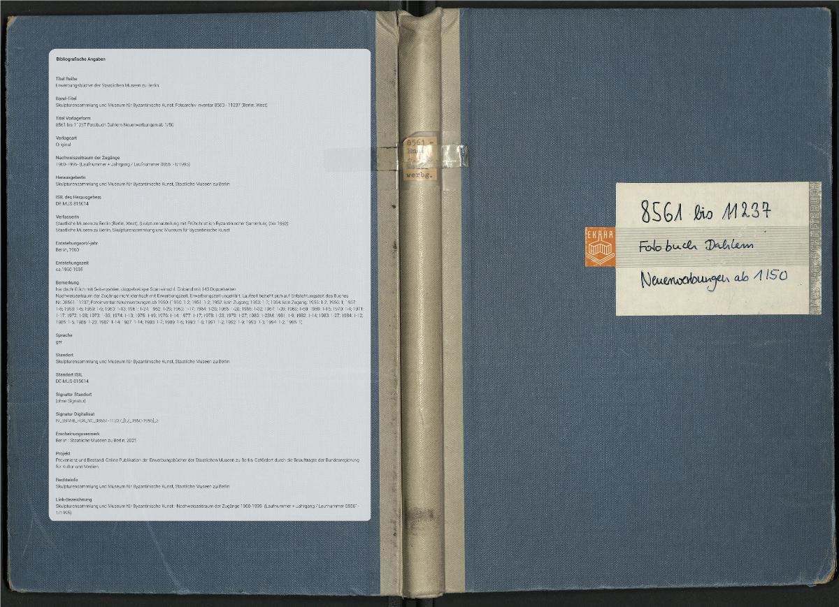 8561 bis 11237 Fotobuch Dahlem Neuerwerbungen ab 1/50