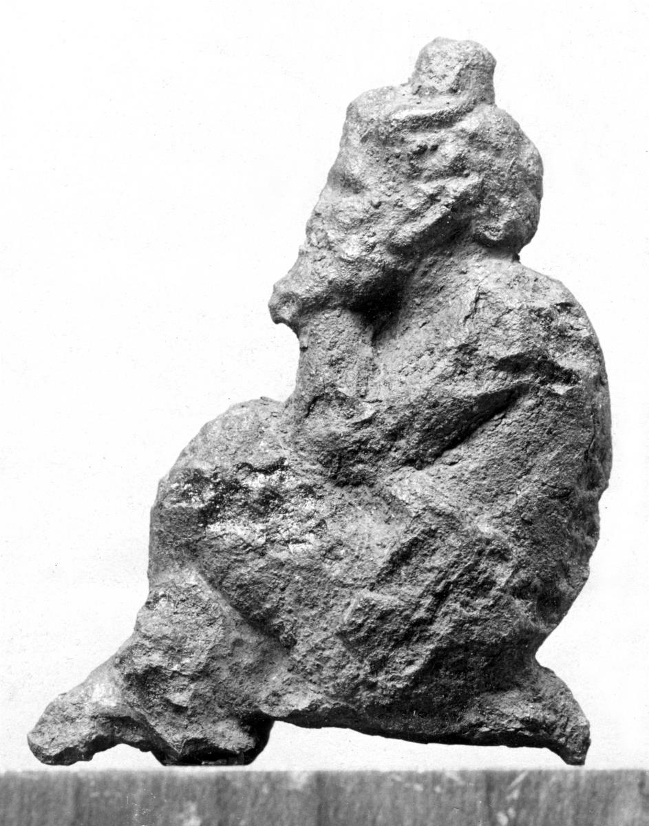Griechische (?) Statuette des Pan, Teil eines Geräts, vielleicht Spuren ehemaliger Vergoldung