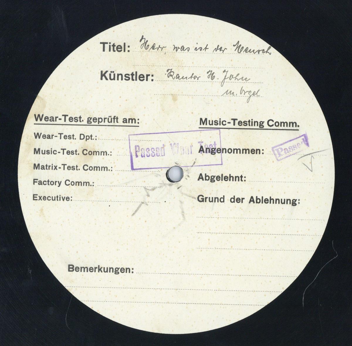 Titel A: "Herr, was ist der Mensch"