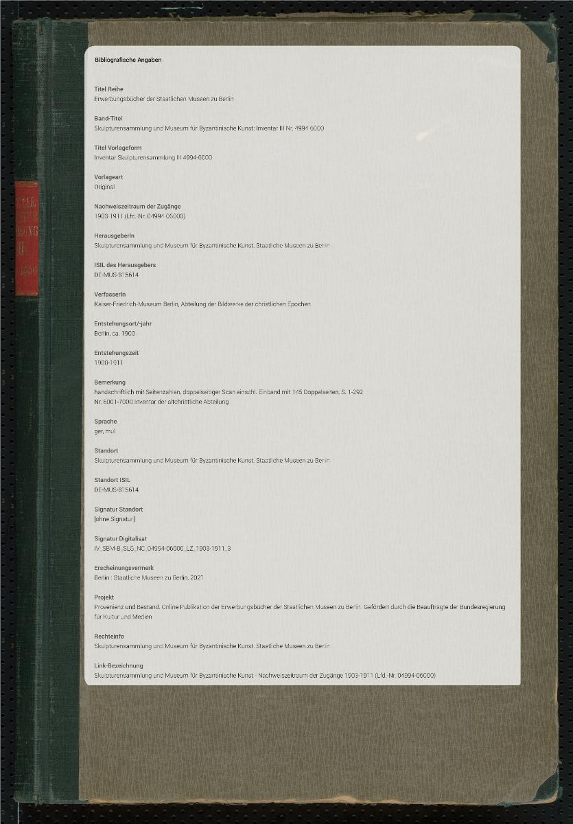 Inventar Skulpturensammlung III 4994-6000