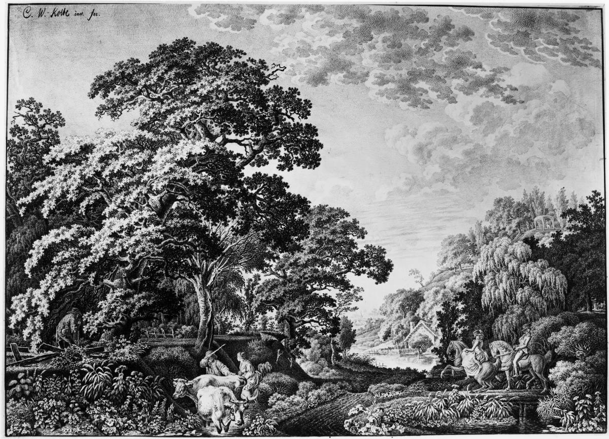 Gebirgige Wald- und Parklandschaft