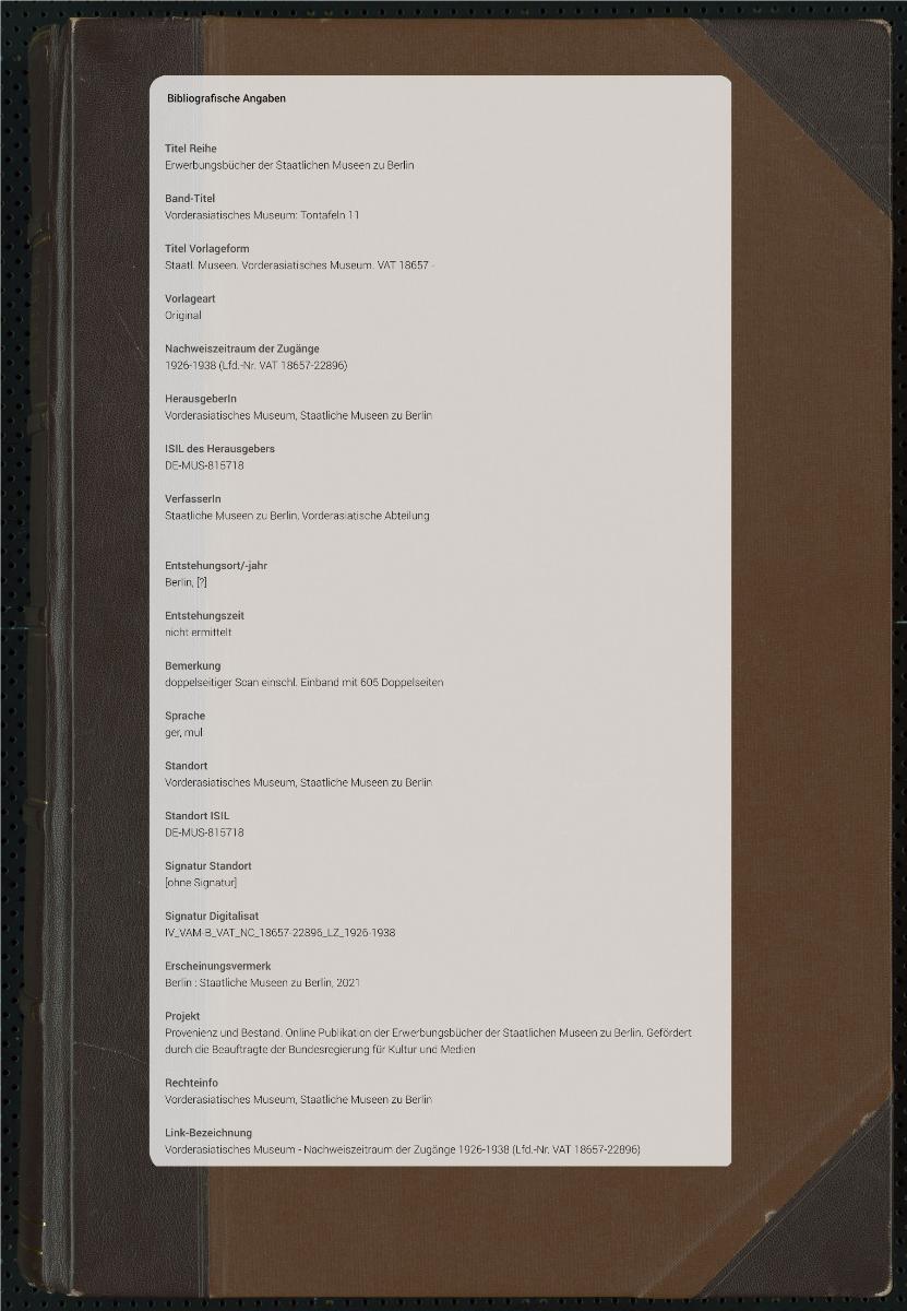 Staatl. Museen. Vorderasiatisches Museum. VAT 18657 -