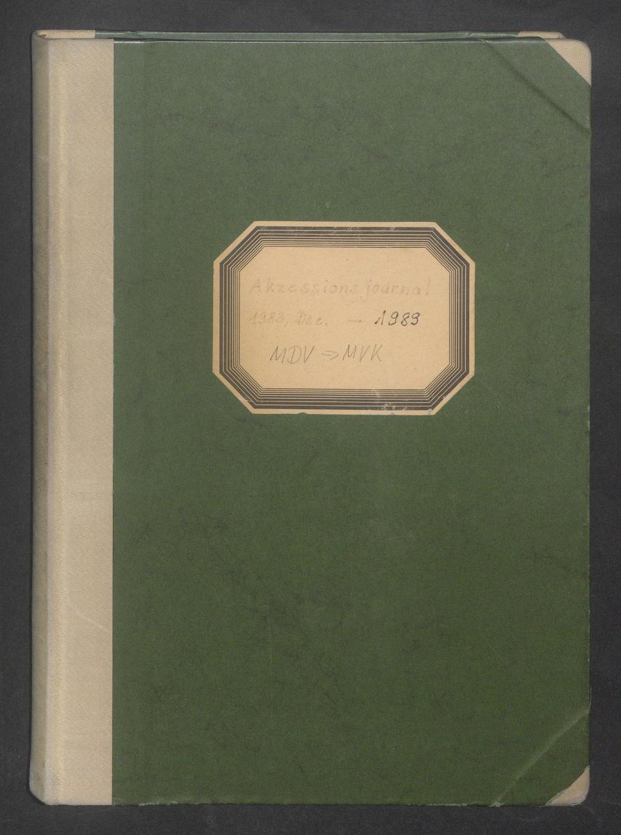 Akzessionsjournal 1983, Dez. – 1989 MDV-MVK