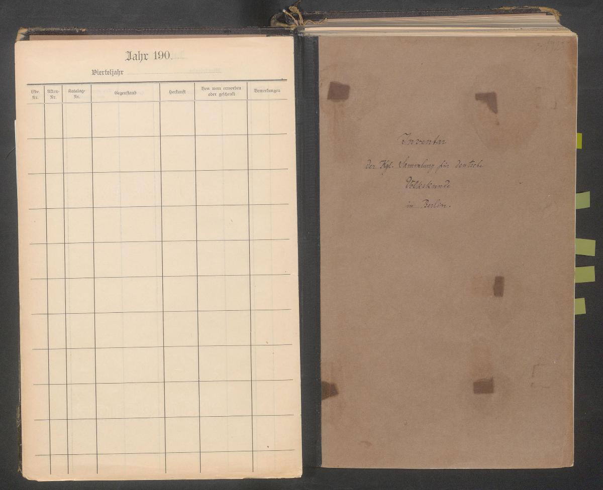Inventar der Kgl. Sammlung für Deutsche Volkskunde in Berlin.