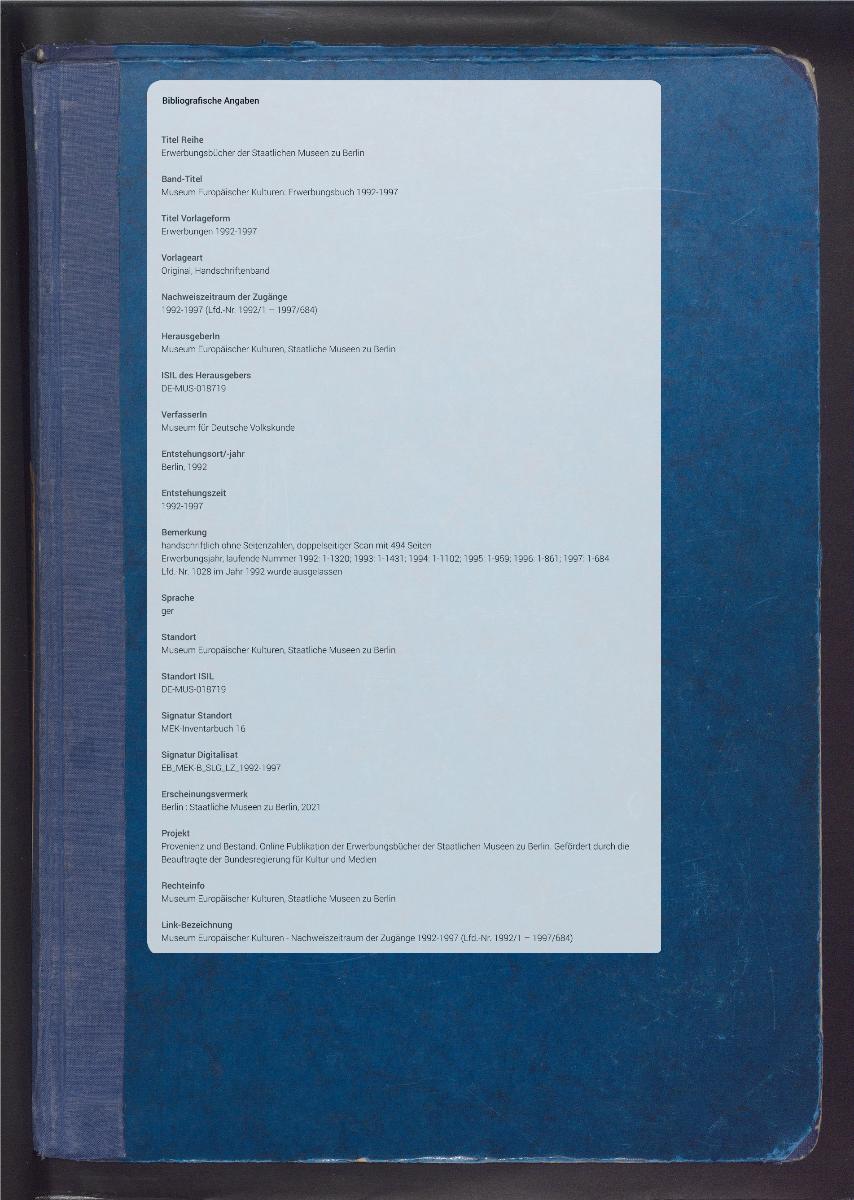 Erwerbungen 1992-1997