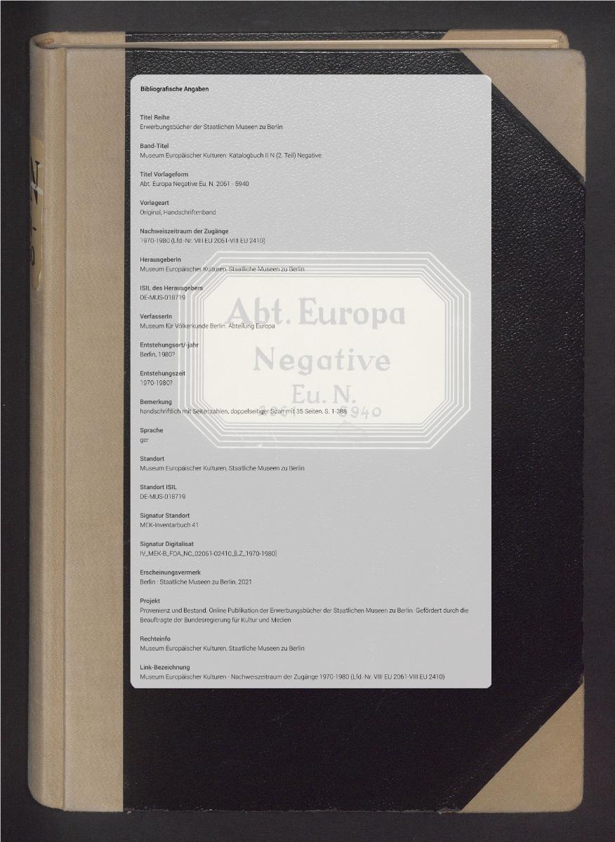Abt. Europa Negative Eu. N. 2061 - 5940