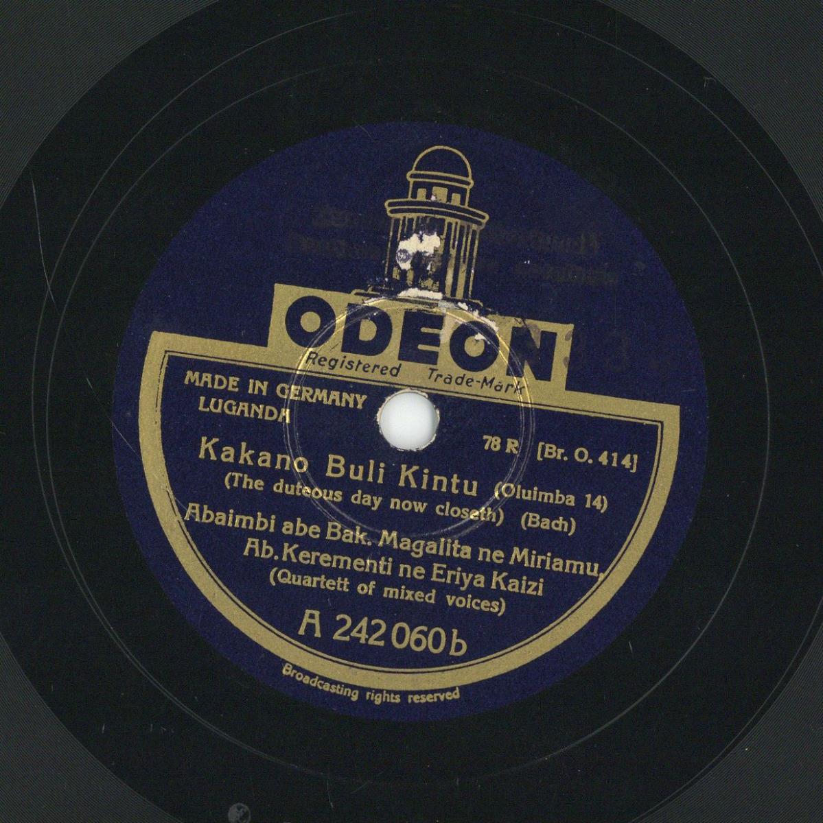 Titel A: "Musi Muno Kulwaf"
Titel B: "Kakano Buli Kintu" (Komposition von Bach)