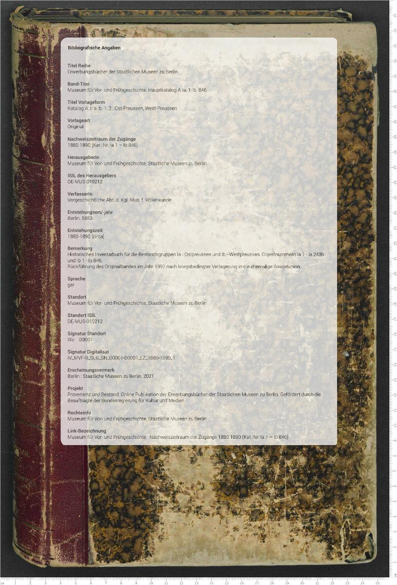 Katalog A. I. a. b. 1. 2., Ost-Preussen, West-Preussen