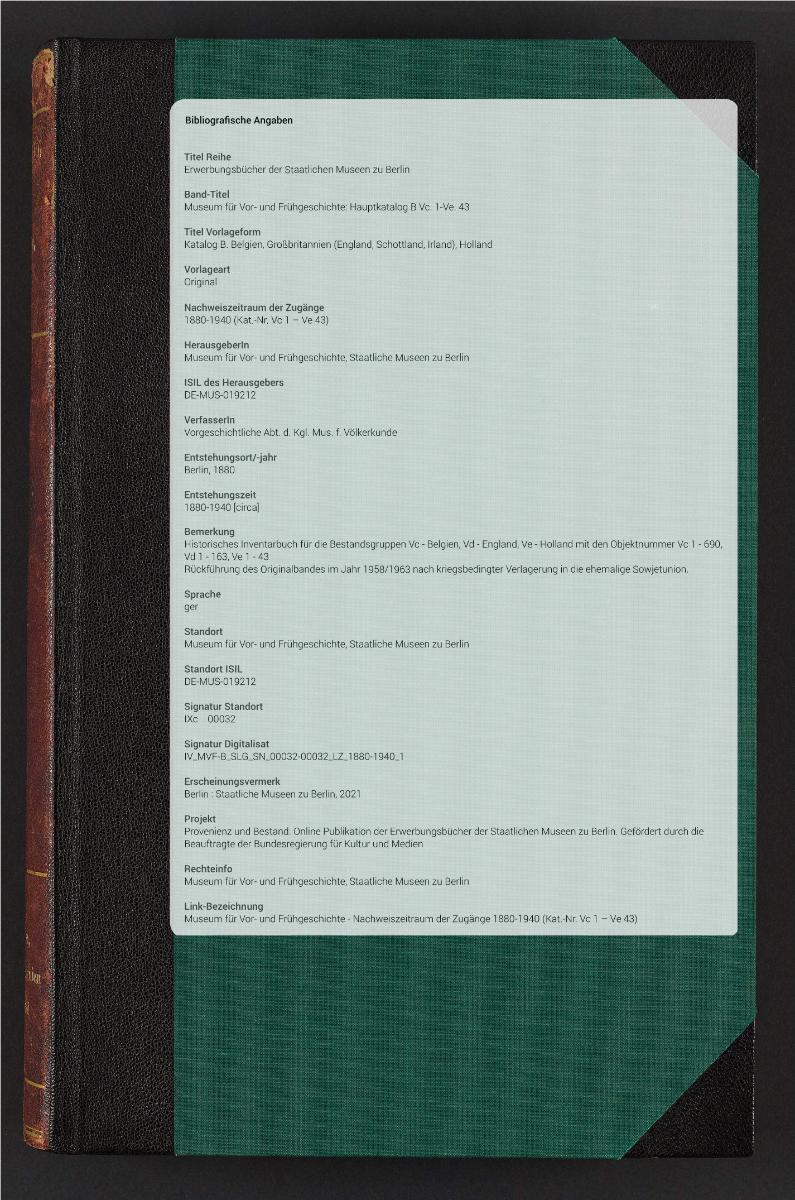 Katalog B. Belgien, Großbritannien (England, Schottland, Irland), Holland