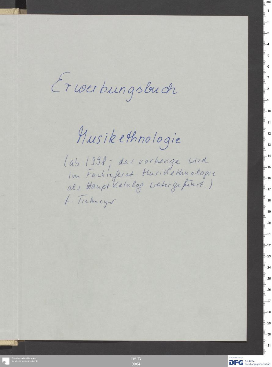 Erwerbungsbuch Musikethnologie