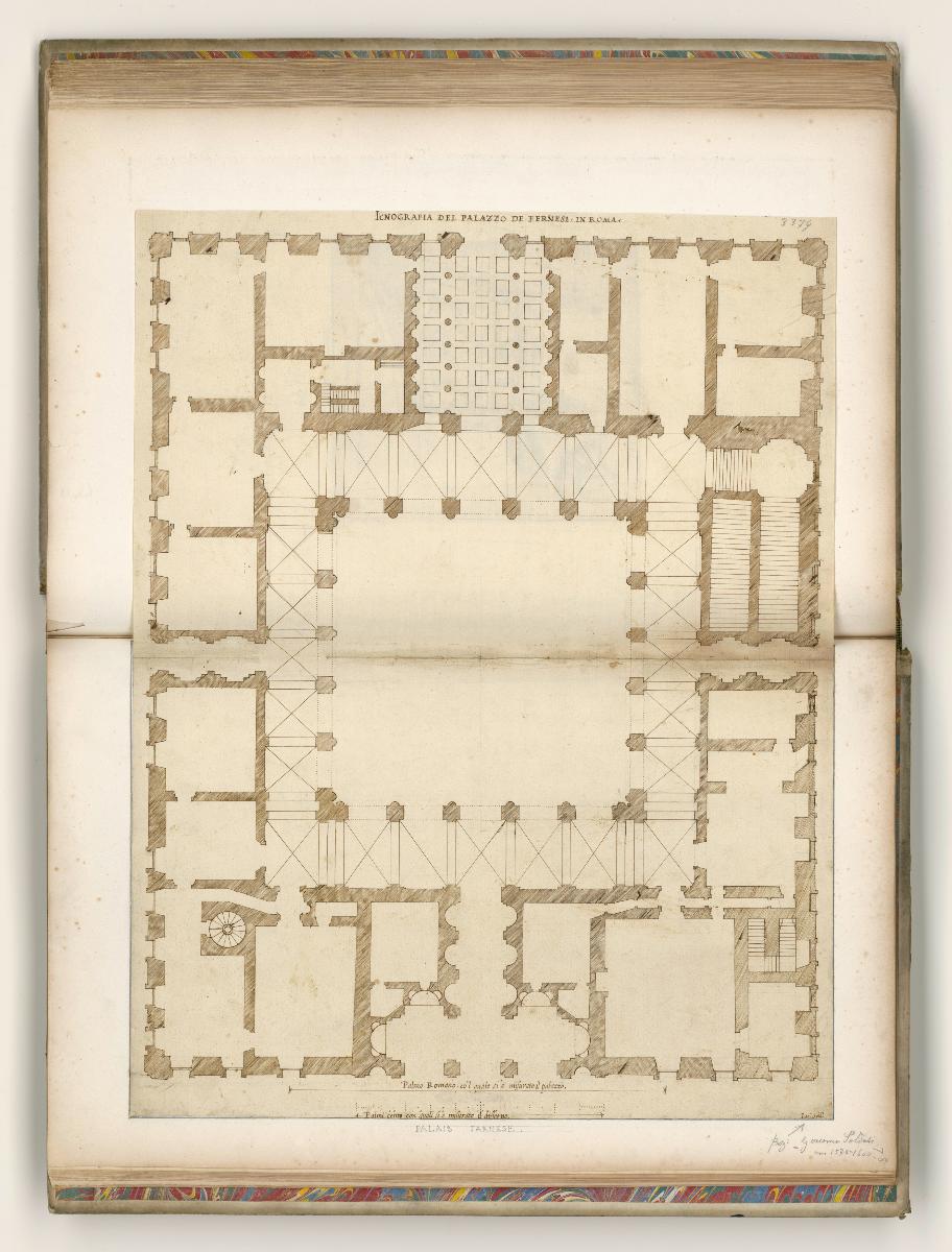 Rom, Palazzo Farnese, Grundriss mit Maßangaben