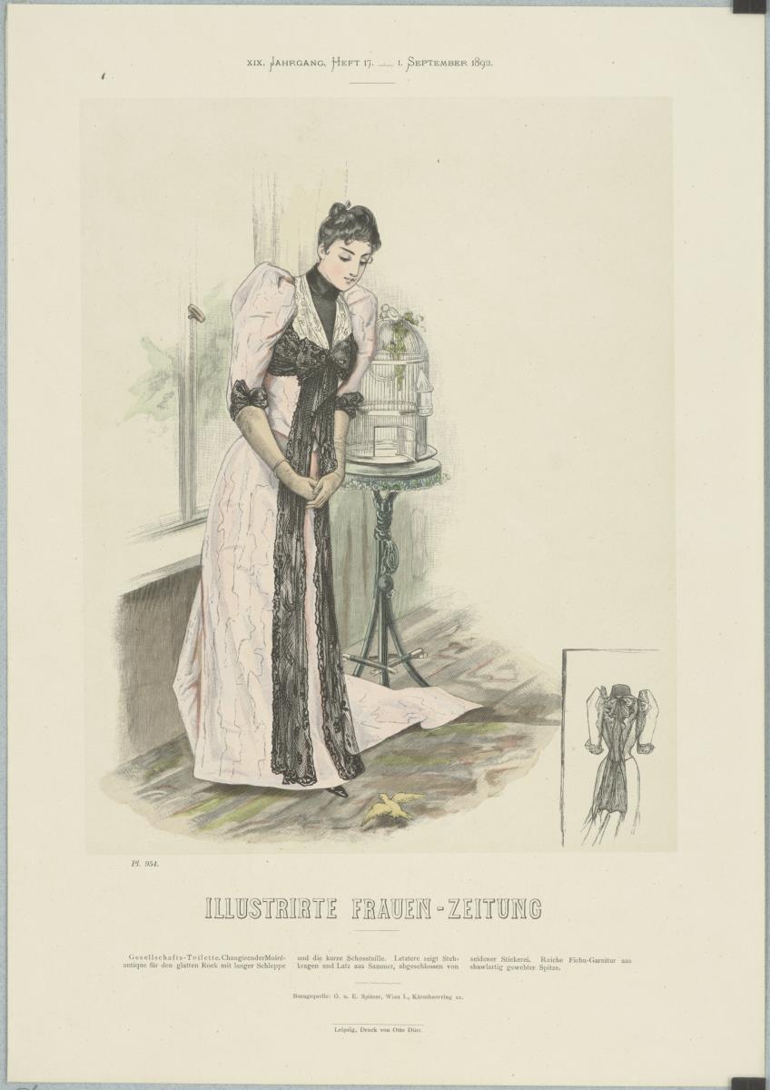 Illustrirte Frauen-Zeitung: Gesellschafts-Toilette mit langer Schleppe