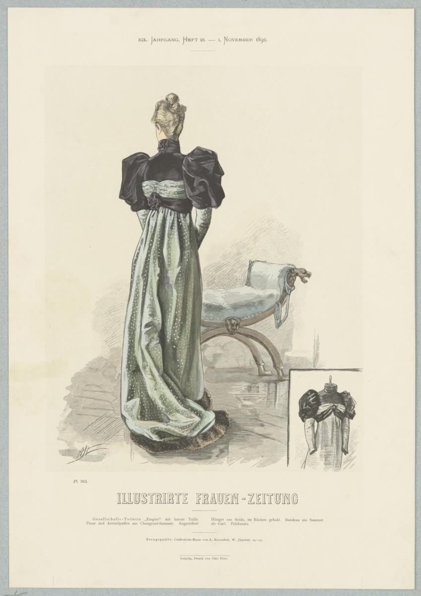 Illustrirte Frauen-Zeitung: Gesellschafts-Toilette mit kurzer Taille