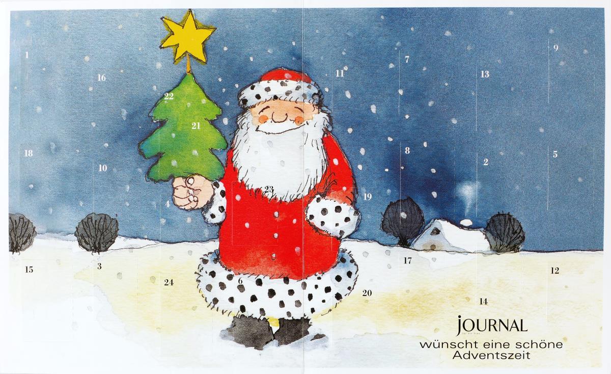 o.T. [Weihnachtsmann mit Tannenbaum für "Journal für die Frau"]