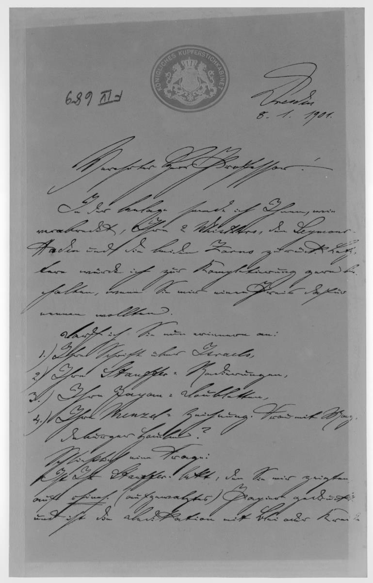 Brief: Max Lehrs an Max Liebermann vom 8.1.1901