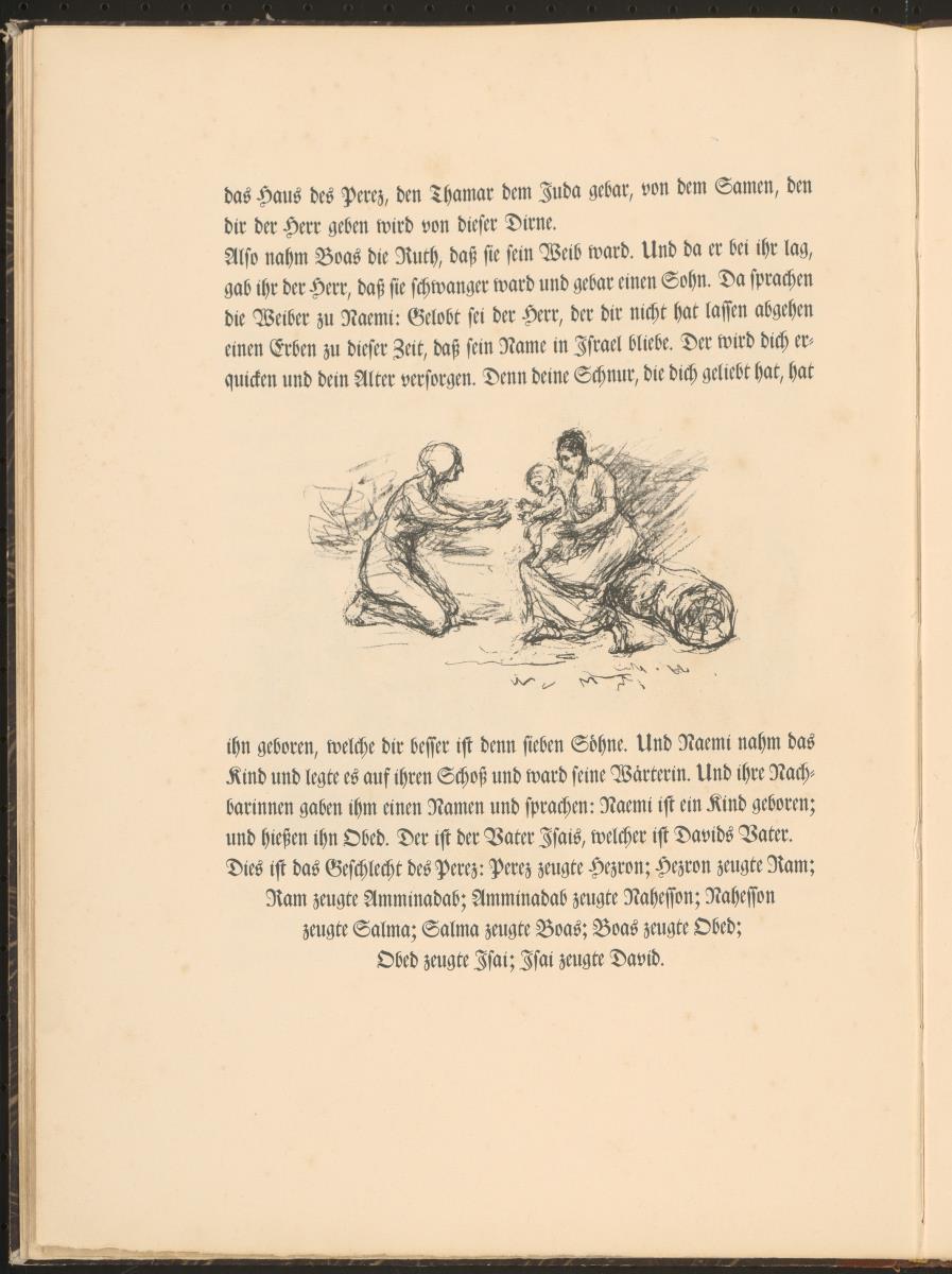 Ruth und ihre Mutter mit dem kleinen Obed. Blatt 9 (S.20) aus: Das Buch Ruth