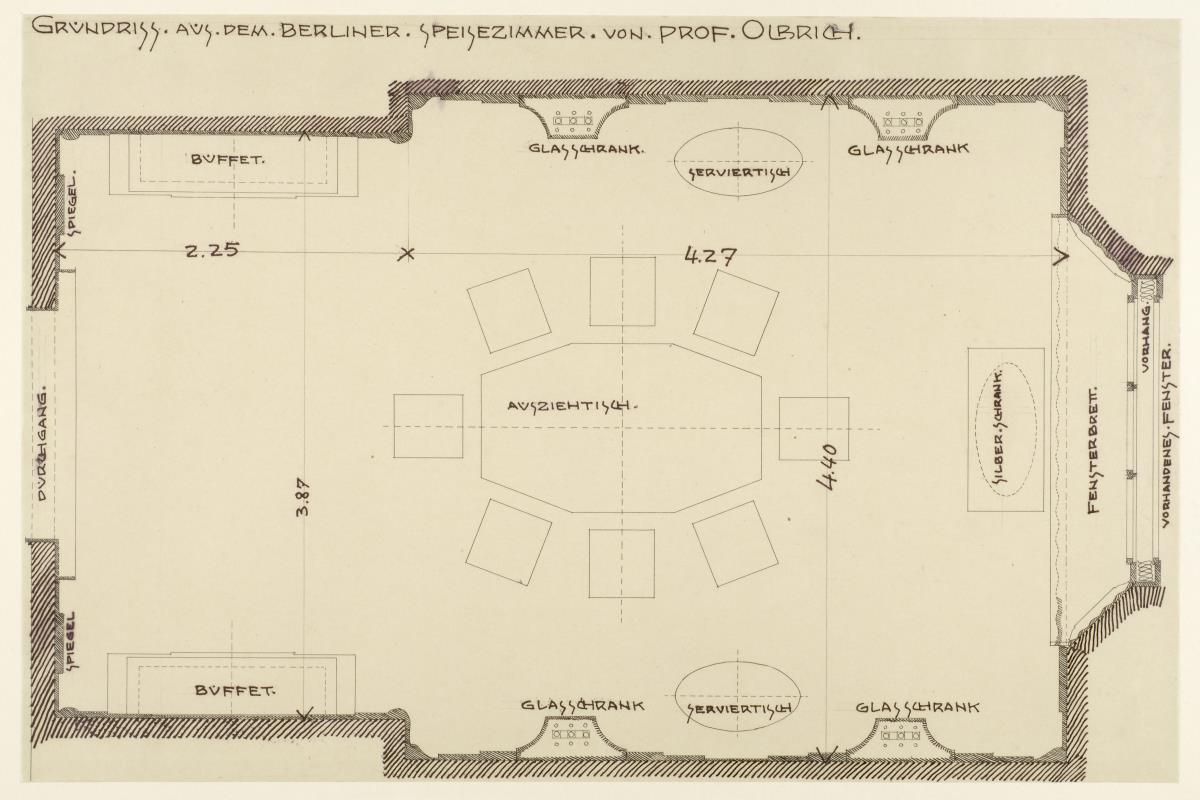 Berlin, Speisezimmer für Firma A. S. Ball, Grundriss