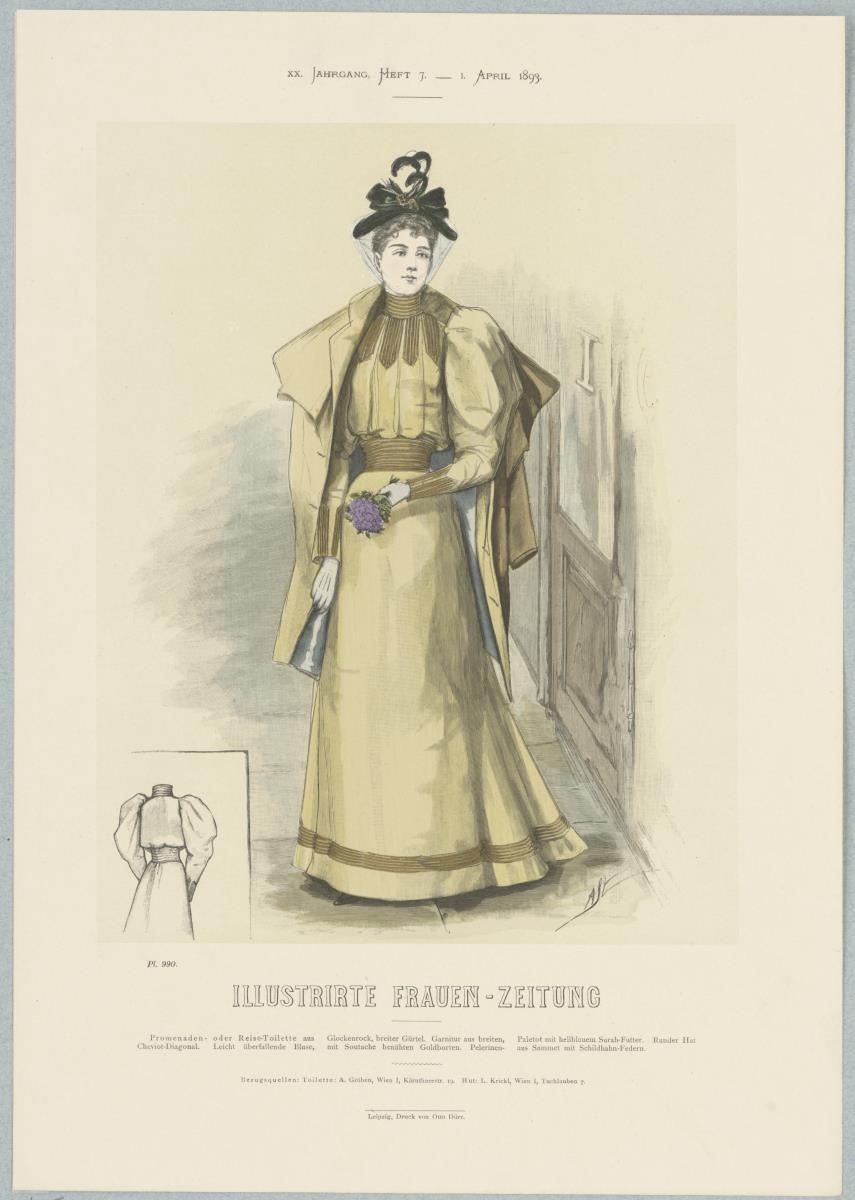 Illustrirte Frauen-Zeitung: Promenaden- oder Reise-Toilette mit Pelerinen-Paletot