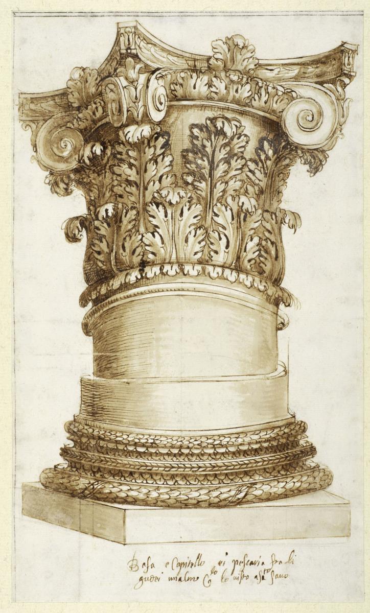 Basis und Kapitell einer korinthischen Säule