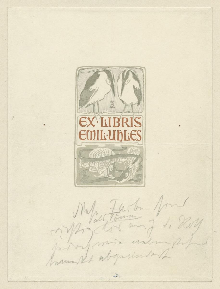 Exlibris Emil Uhles (Nachtreiher)