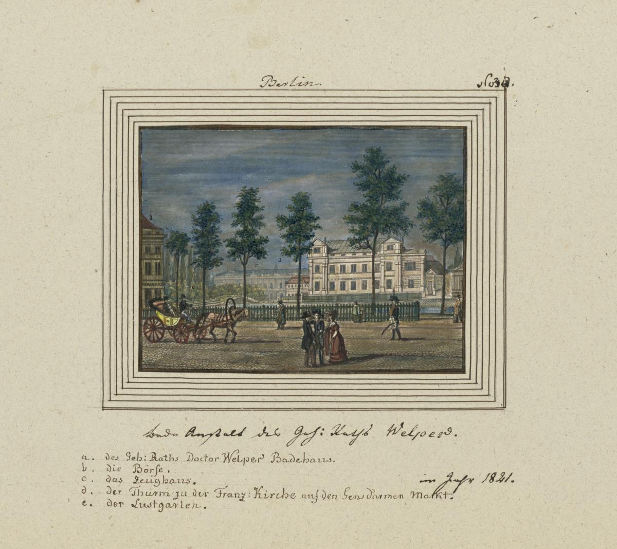Berlin. Bade Anstalt Geh: Raths Welper Badehaus im Jahr 1821
