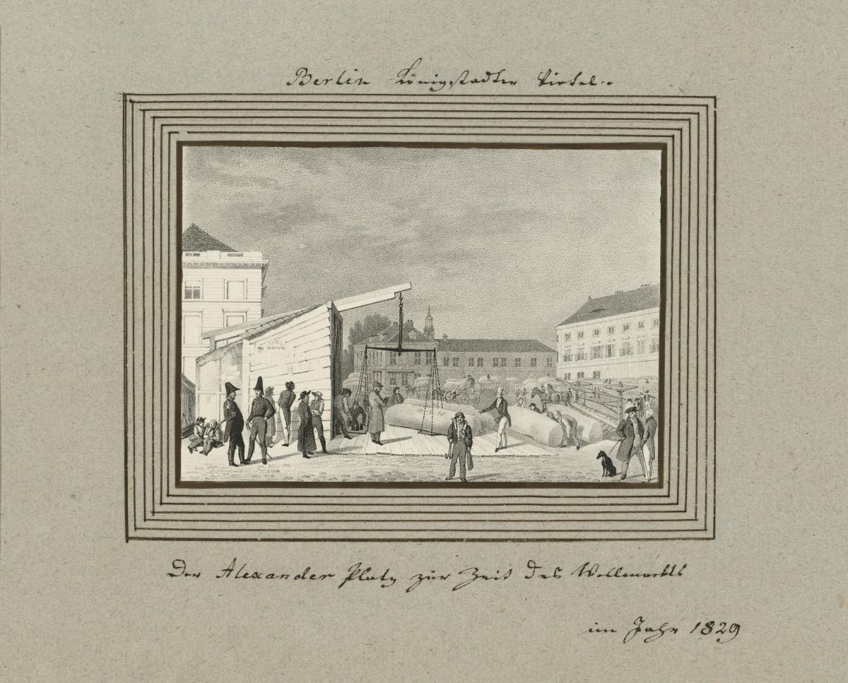 Berlin. Königsstädter Viertel. Der Alexanderplatz zur Zeit des Wollmarkts im Jahr 1829