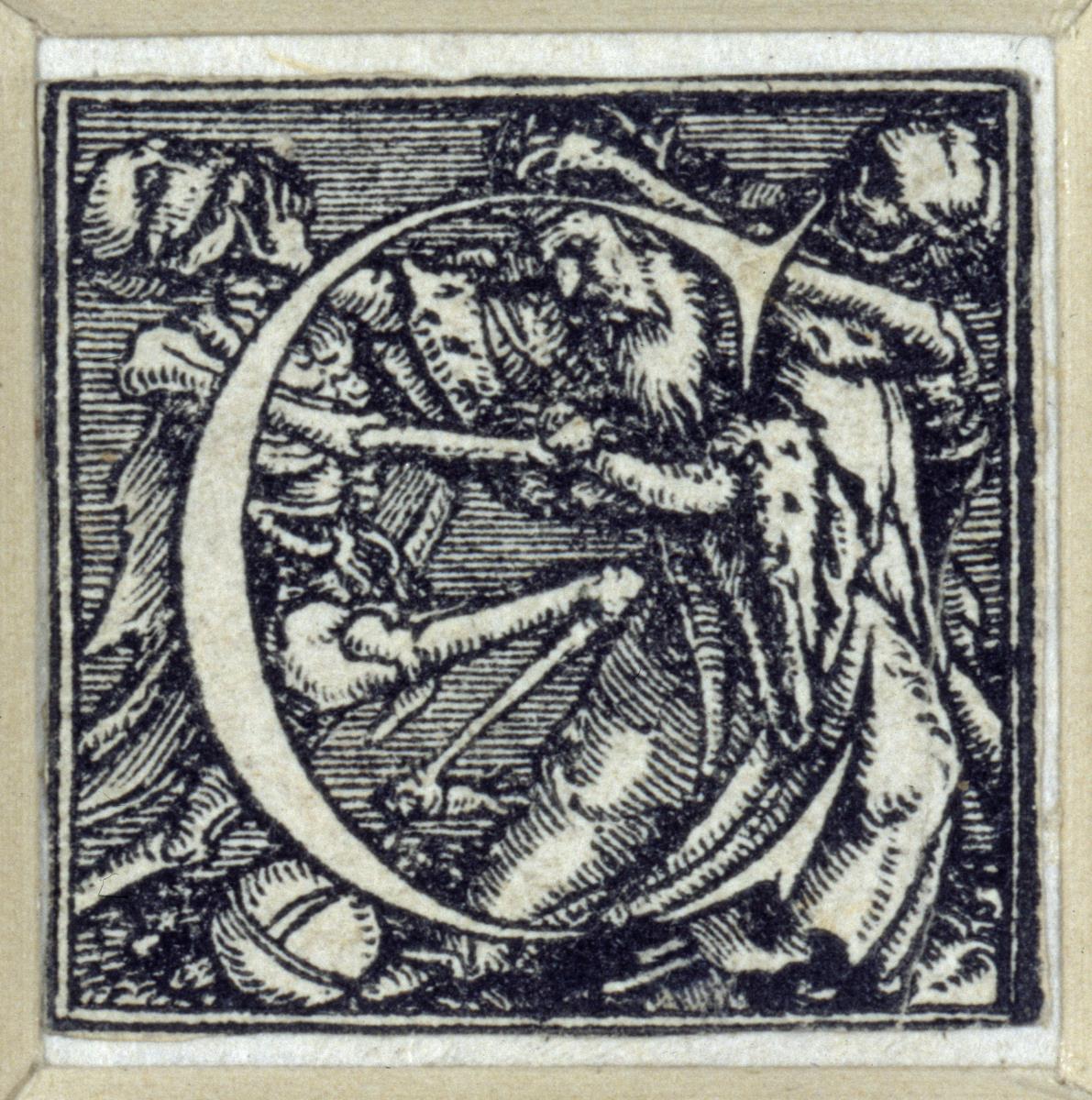 Initiale zu einem lateinischen Majuskel-Alphabet (sog. "Todesalphabet"): C